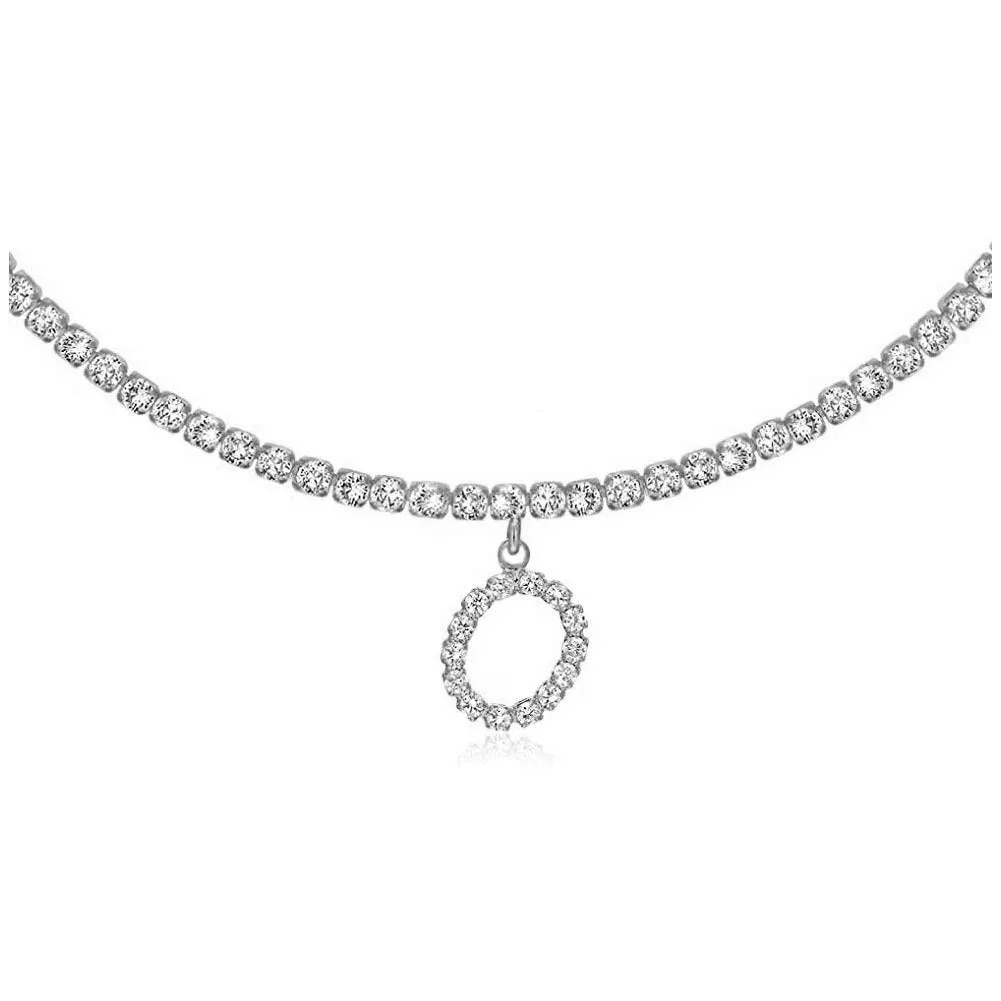 Personalised diamond letter necklace with rhinestone pendant on claw chain in gold finish