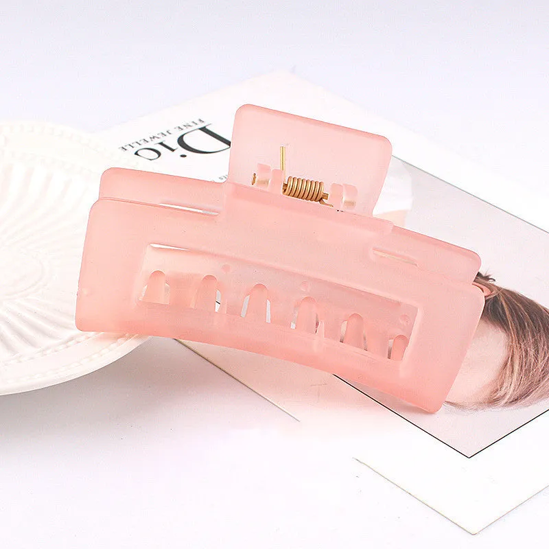 Geometric metal resin large shark hair clip in baking varnish finish, available in multiple colours