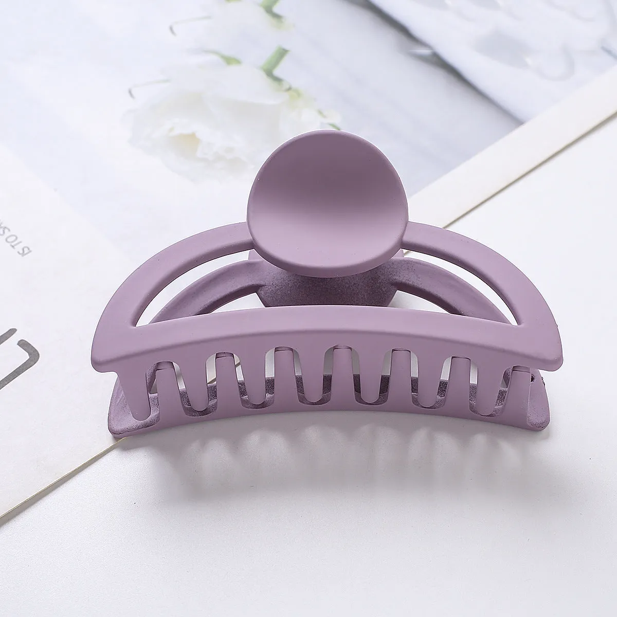 Geometric metal resin large shark hair clip in baking varnish finish, available in multiple colours