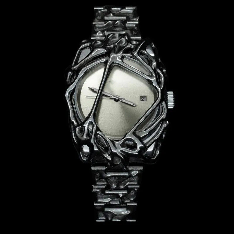 Men's special-shaped quartz watch with sapphire crystal glass mirror and stainless steel case in silver colour