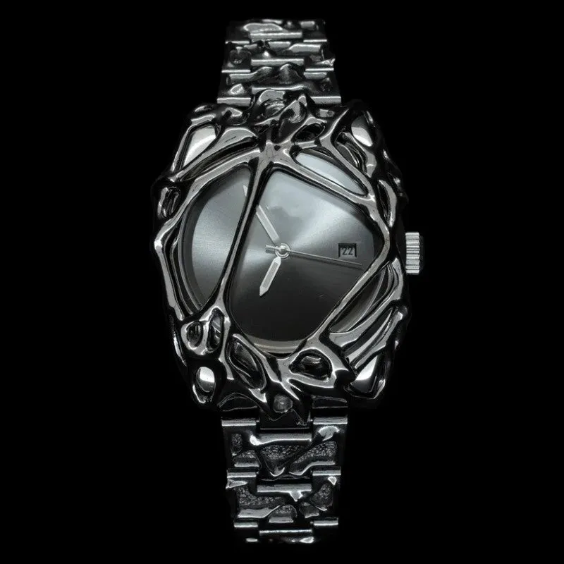 Men's special-shaped quartz watch with sapphire crystal glass mirror and stainless steel case in silver colour