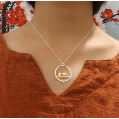 925 sterling silver pendant necklace with cute bird shape on link chain choker for women