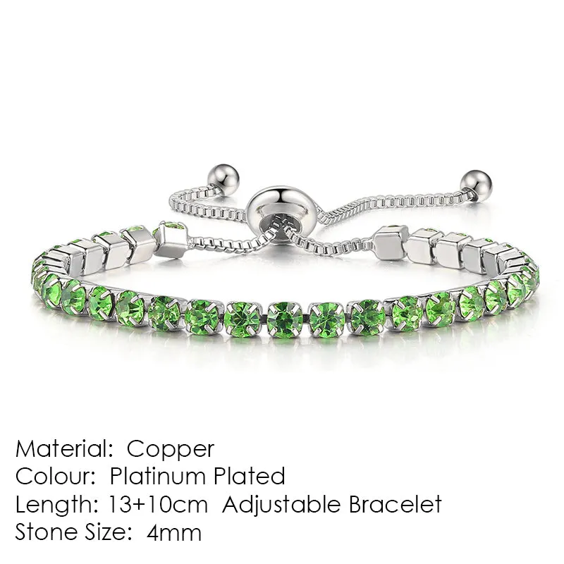 Round zircon single row tennis bracelet in copper with inlaid white stones, rose gold tone