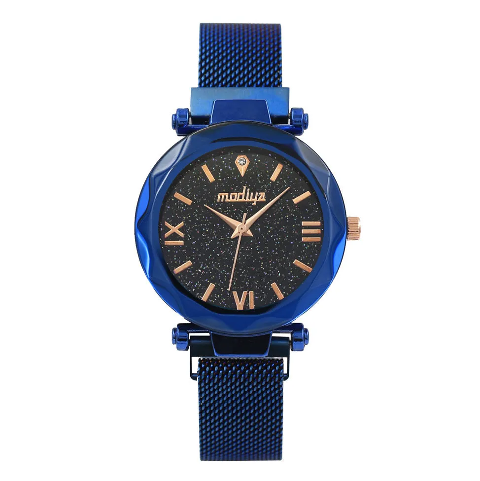 Ladies quartz watch with 39mm dial, alloy case, spiral crown, and bracelet band in rose gold finish