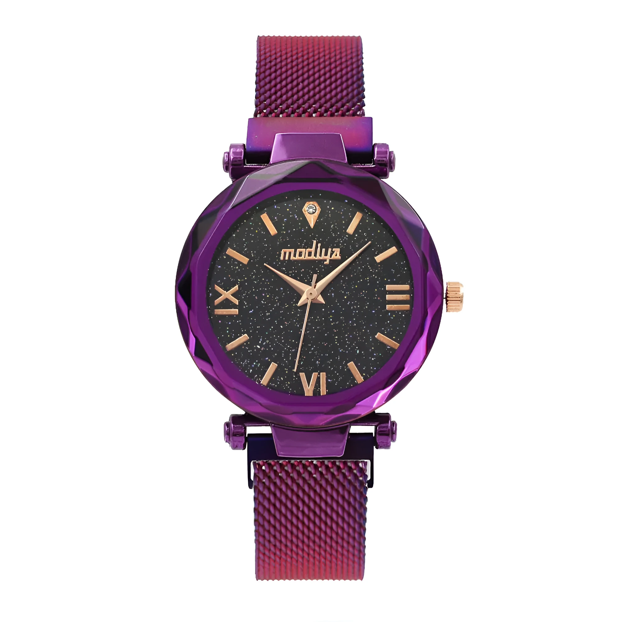 Ladies quartz watch with 39mm dial, alloy case, spiral crown, and bracelet band in rose gold finish