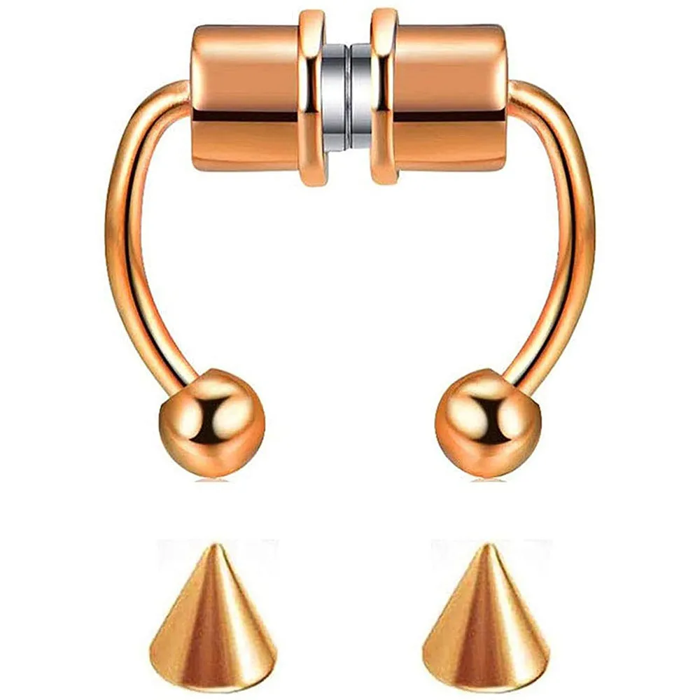 Stainless steel magnetic fake horseshoe nose ring in colour option, no piercing required