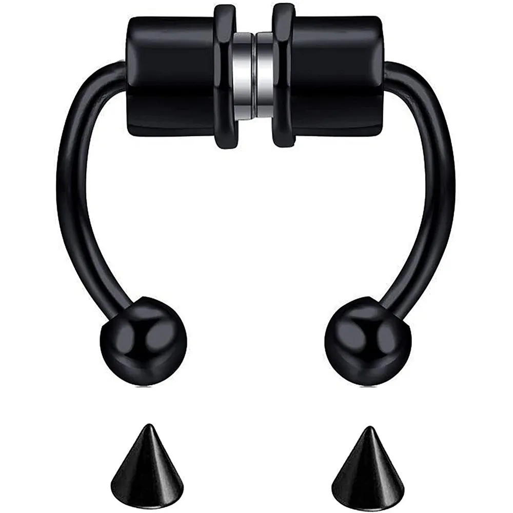 Stainless steel magnetic fake horseshoe nose ring in colour option, no piercing required