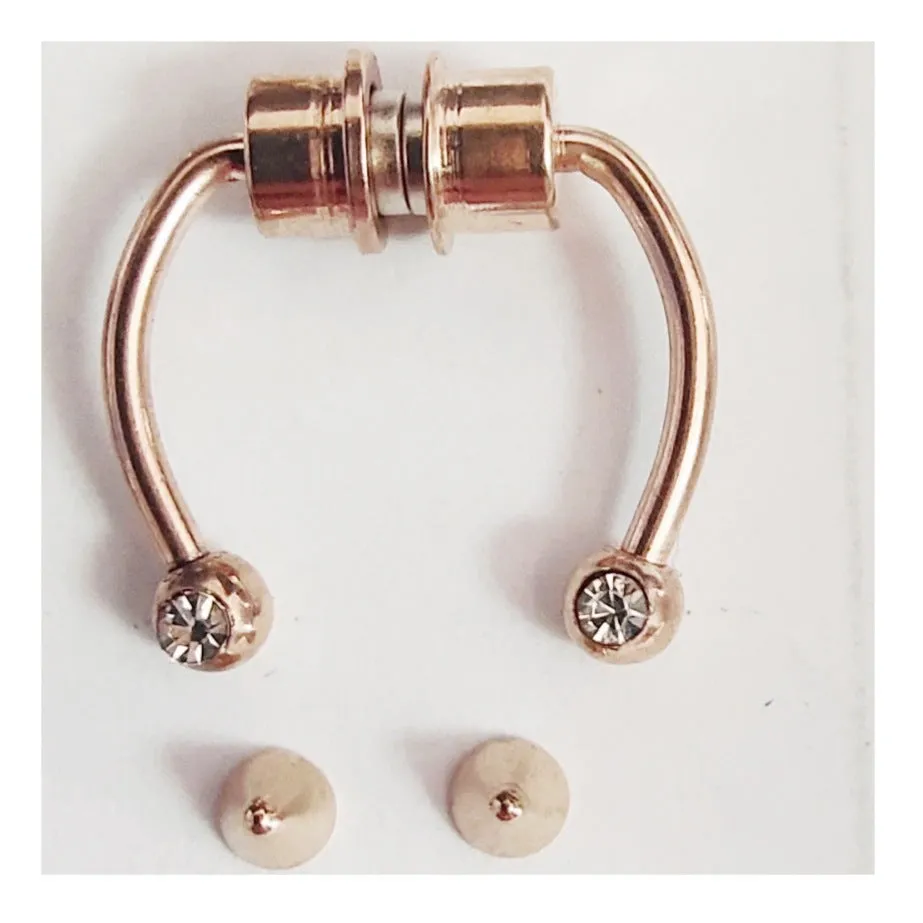 Stainless steel magnetic fake horseshoe nose ring in colour option, no piercing required