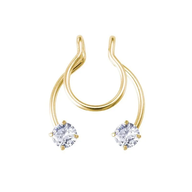Stainless steel magnetic fake horseshoe nose ring in colour option, no piercing required