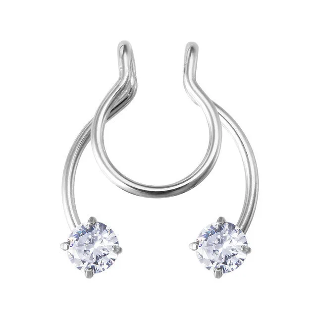 Stainless steel magnetic fake horseshoe nose ring in colour option, no piercing required