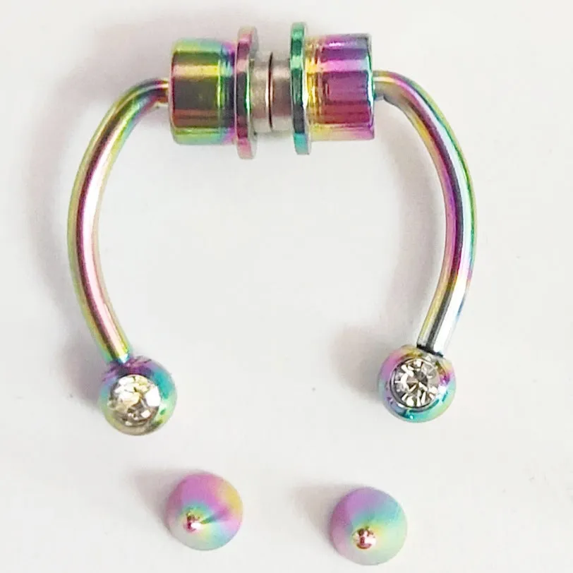 Stainless steel magnetic fake horseshoe nose ring in colour option, no piercing required