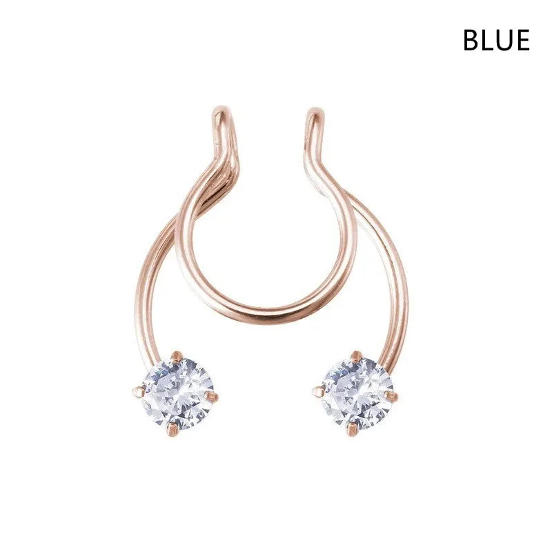 Stainless steel magnetic fake horseshoe nose ring in colour option, no piercing required