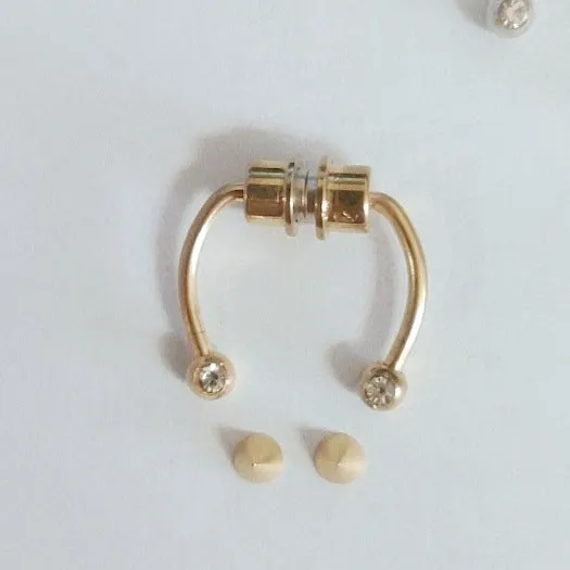 Stainless steel magnetic fake horseshoe nose ring in colour option, no piercing required