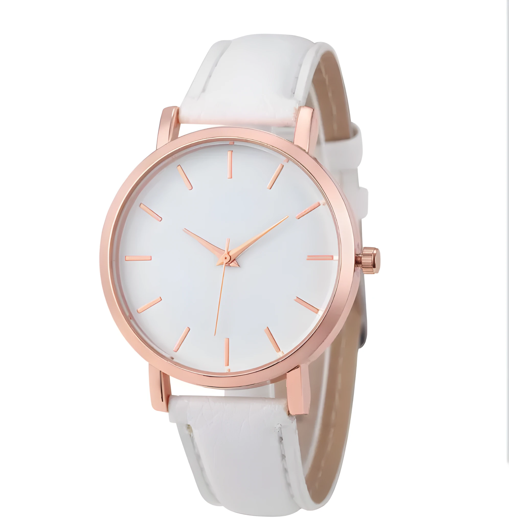 Children's quartz watch with round dial, world time feature, black imitation leather strap, and metal pin buckle on a white background