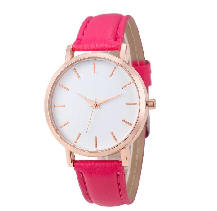 Children's quartz watch with round dial, world time feature, black imitation leather strap, and metal pin buckle on a white background