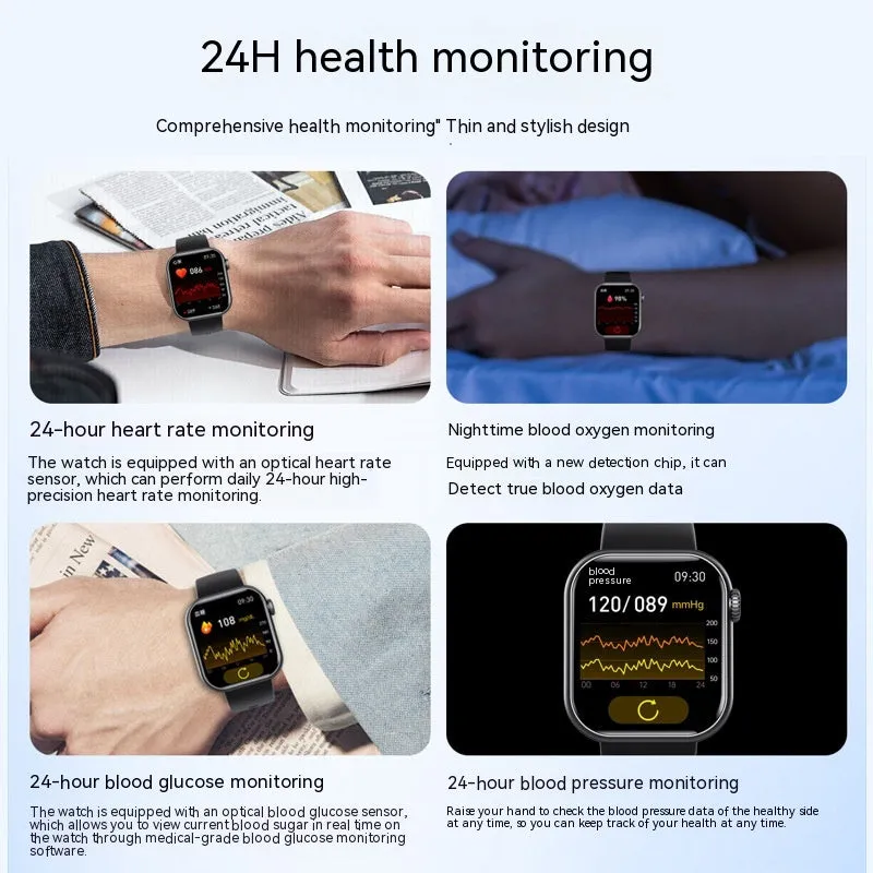 Smart watch with Bluetooth calling and heart rate monitor in black, pink, and leather strap options on wrist