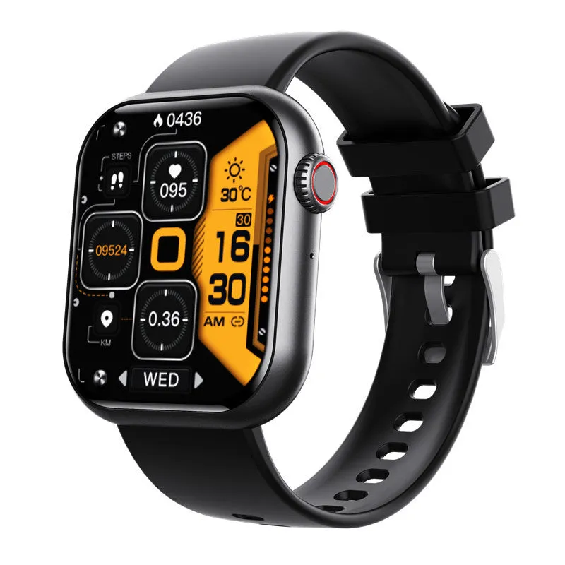 Smart watch with Bluetooth calling and heart rate monitor in black, pink, and leather strap options on wrist