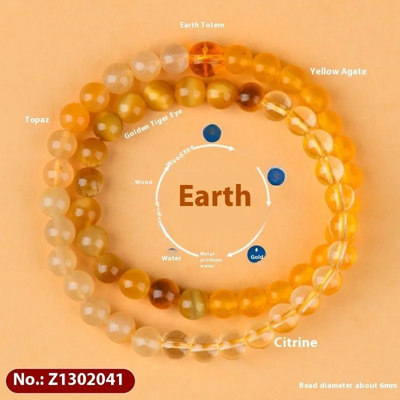 Handmade Duobao crystal bracelet with geometric design and Five Elements beads