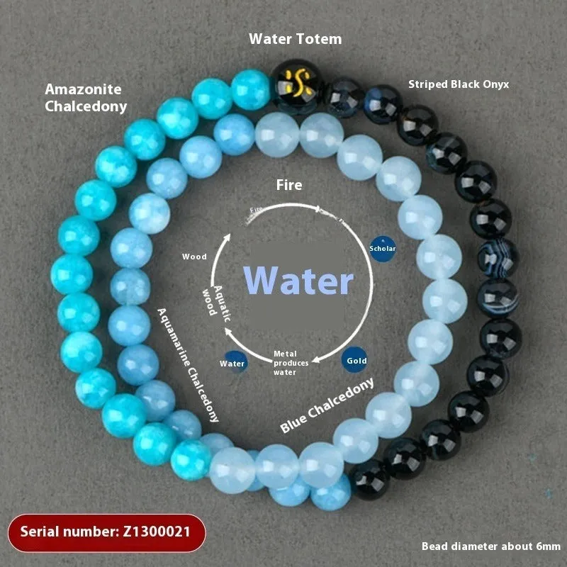 Handmade Duobao crystal bracelet with geometric design and Five Elements beads