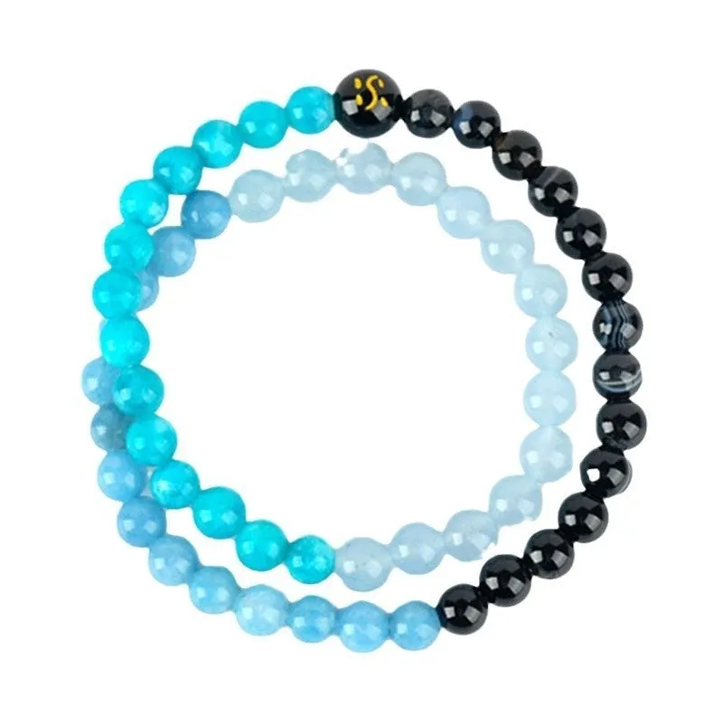 Handmade Duobao crystal bracelet with geometric design and Five Elements beads