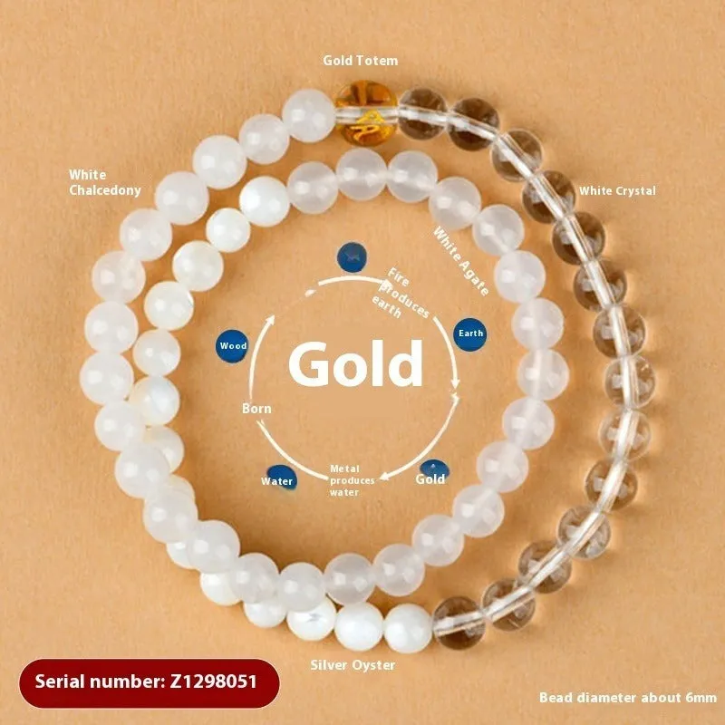 Handmade Duobao crystal bracelet with geometric design and Five Elements beads