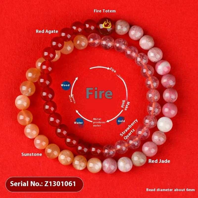 Handmade Duobao crystal bracelet with geometric design and Five Elements beads