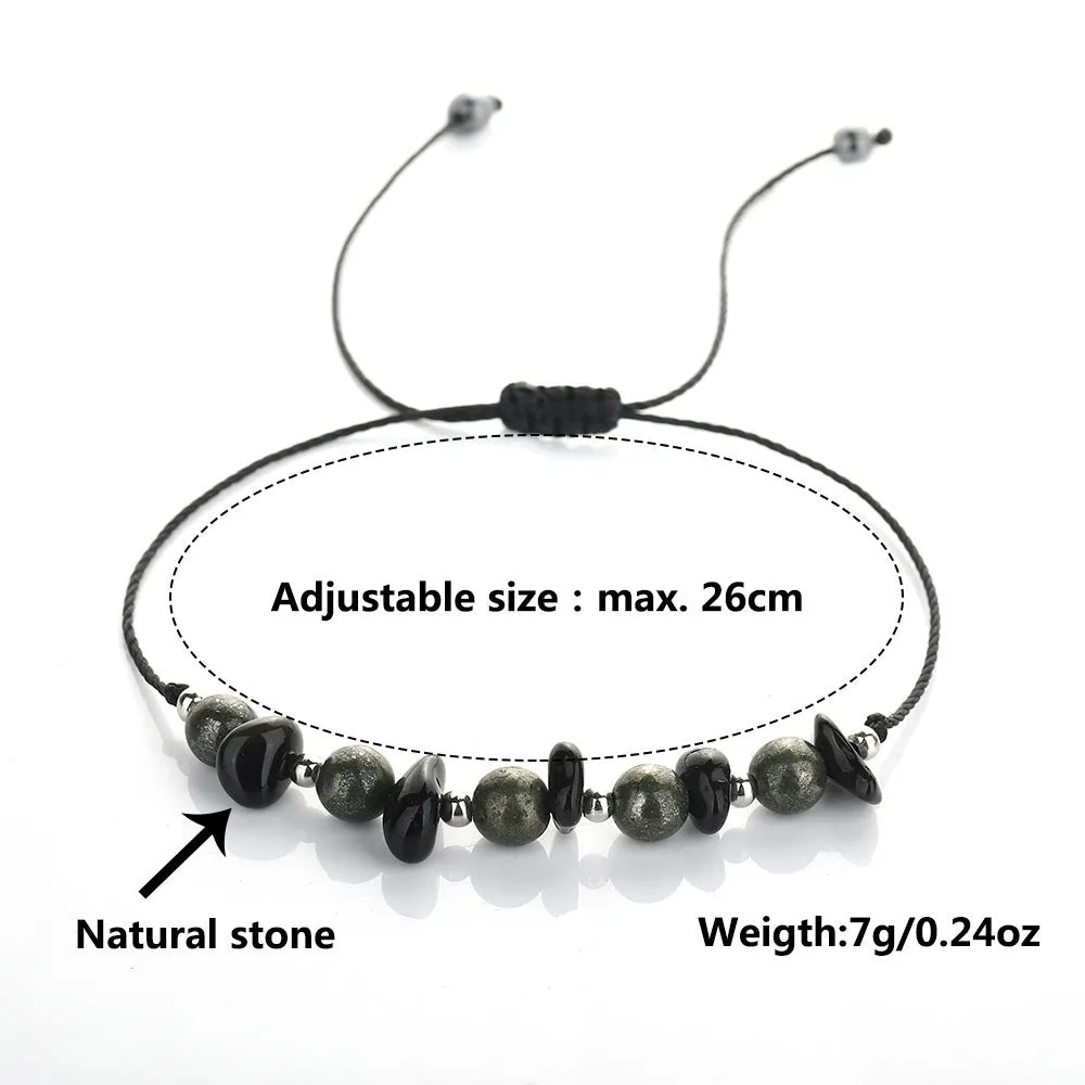 Black garnet stone bracelet with geometry shapes and moon element design