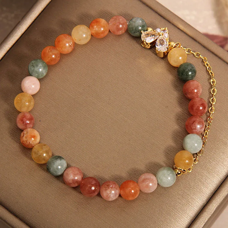 Women's Fu Lu Shou crystal bracelet with a central V-shaped zircon detail on a clear band