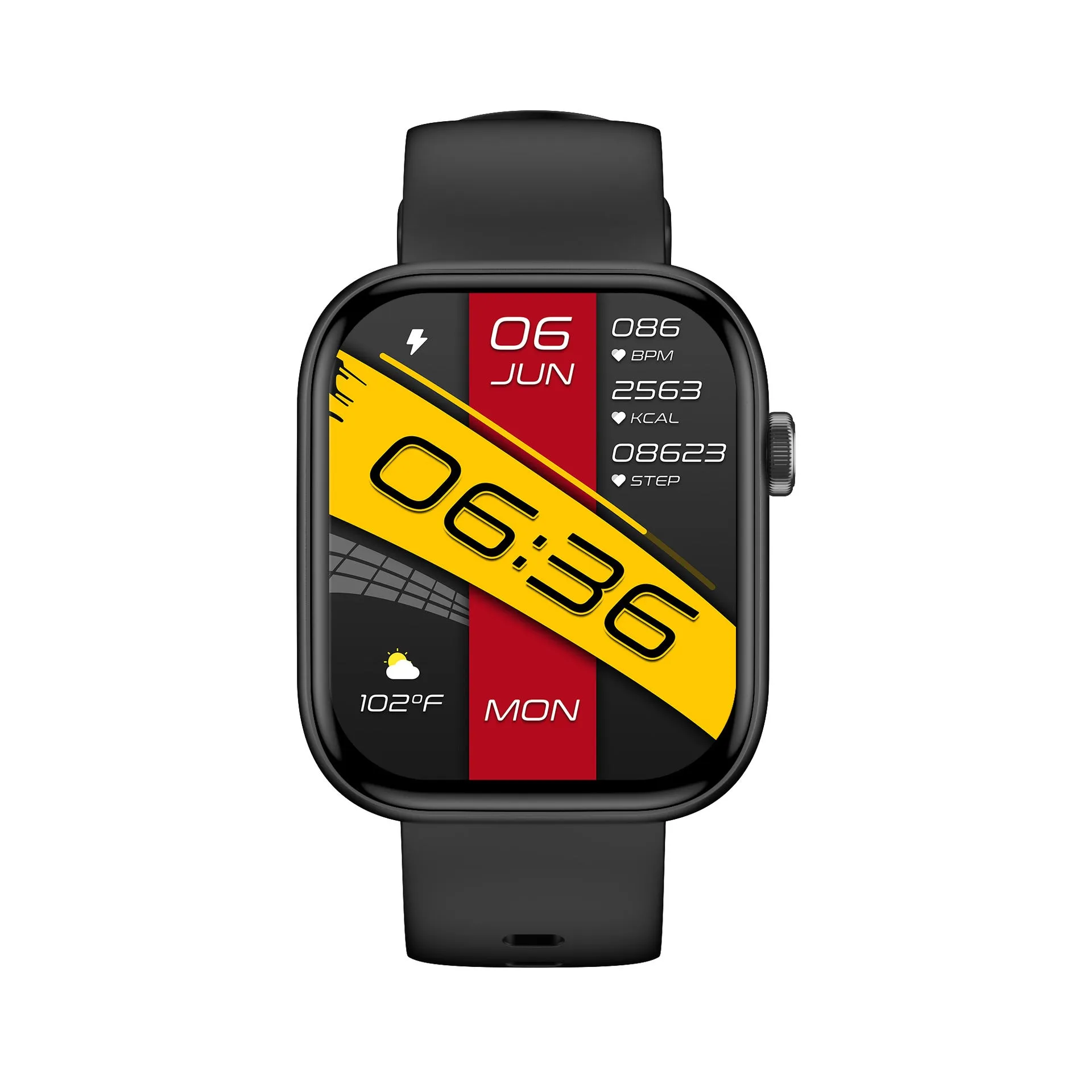 P89 smart watch with full screen touch display and Bluetooth calling in black glue colour