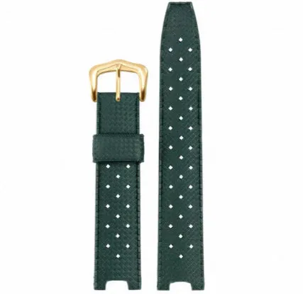 Rubber watch strap with golden buckle in black colour, size 20.10mm width