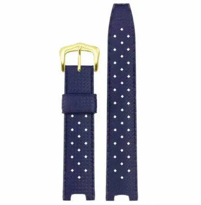 Rubber watch strap with golden buckle in black colour, size 20.10mm width