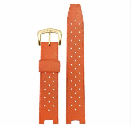 Rubber watch strap with golden buckle in black colour, size 20.10mm width