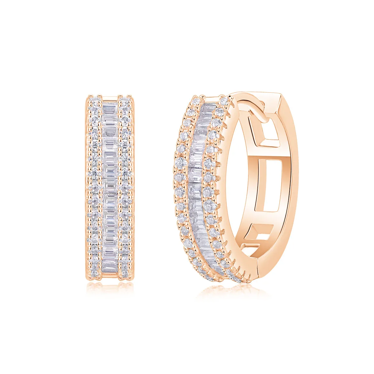 Weaving Light moissanite stud earrings in S925 silver with platinum plating, golden colour, in gift box