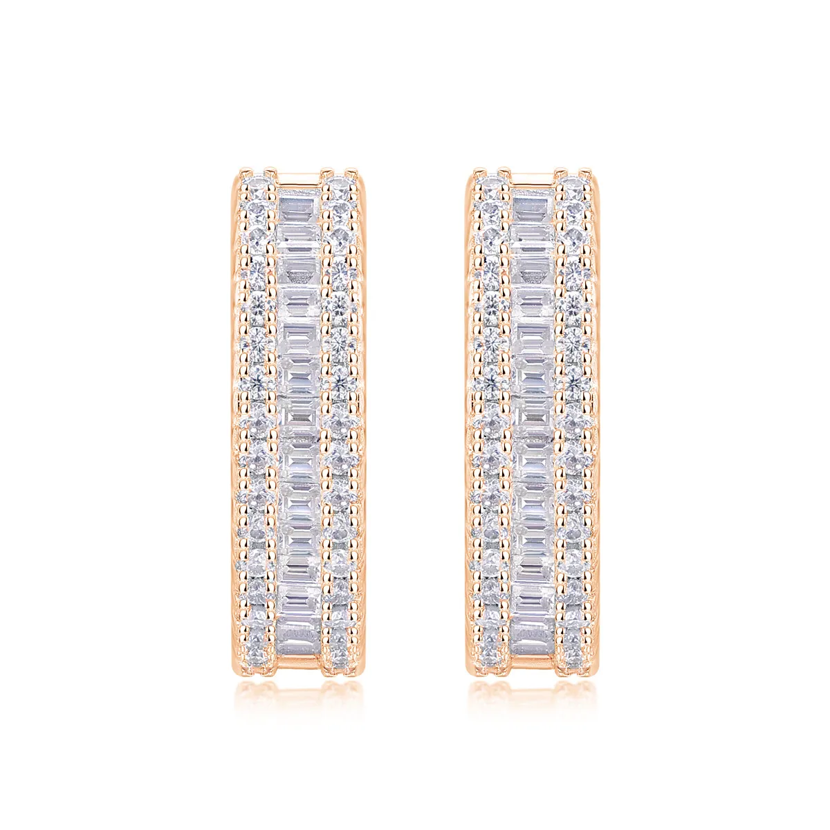 Weaving Light moissanite stud earrings in S925 silver with platinum plating, golden colour, in gift box