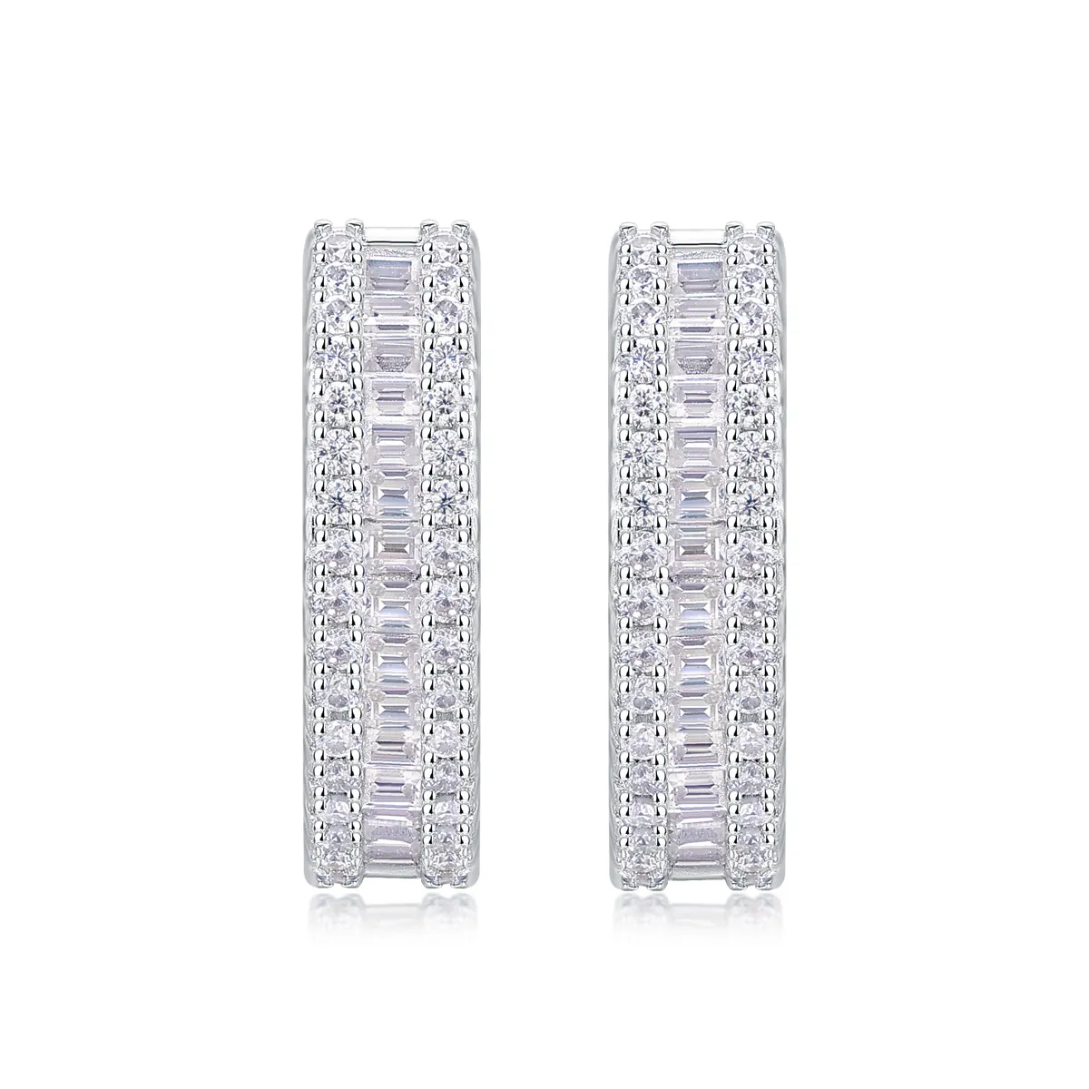 Weaving Light moissanite stud earrings in S925 silver with platinum plating, golden colour, in gift box