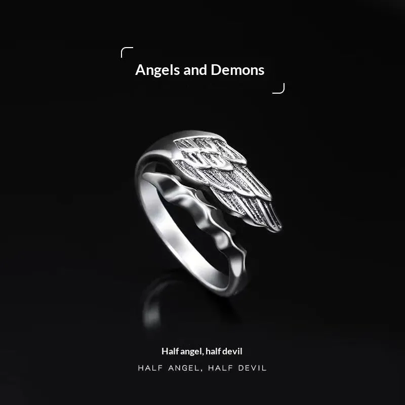 Retro cross alloy vintage ring with niche hip-hop style design on index finger