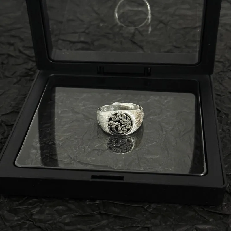 Retro cross alloy vintage ring with niche hip-hop style design on index finger
