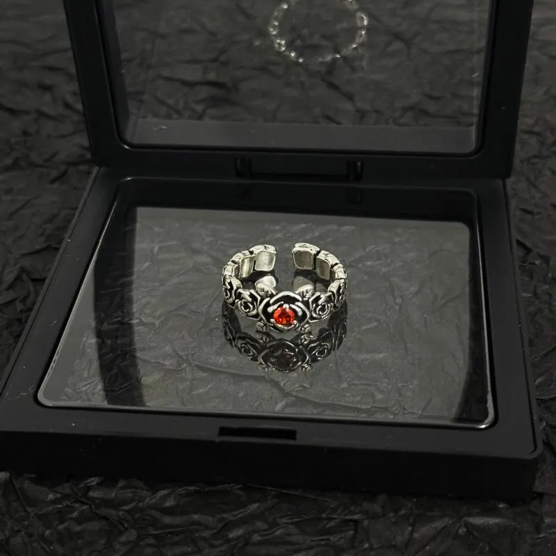 Retro cross alloy vintage ring with niche hip-hop style design on index finger