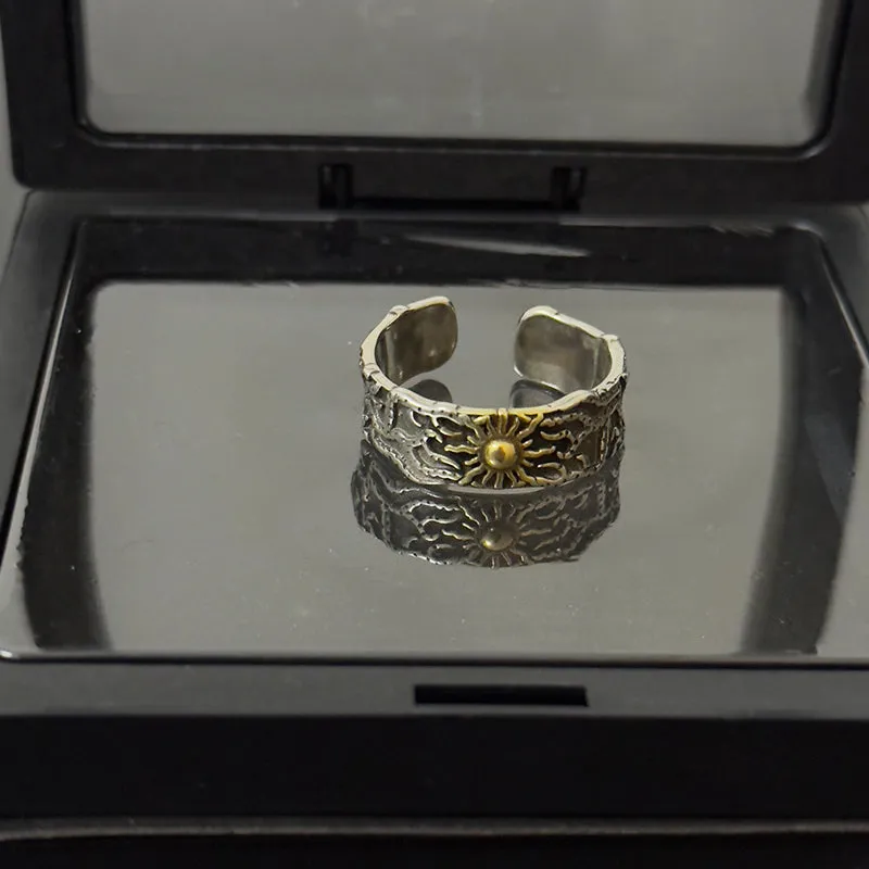 Retro cross alloy vintage ring with niche hip-hop style design on index finger