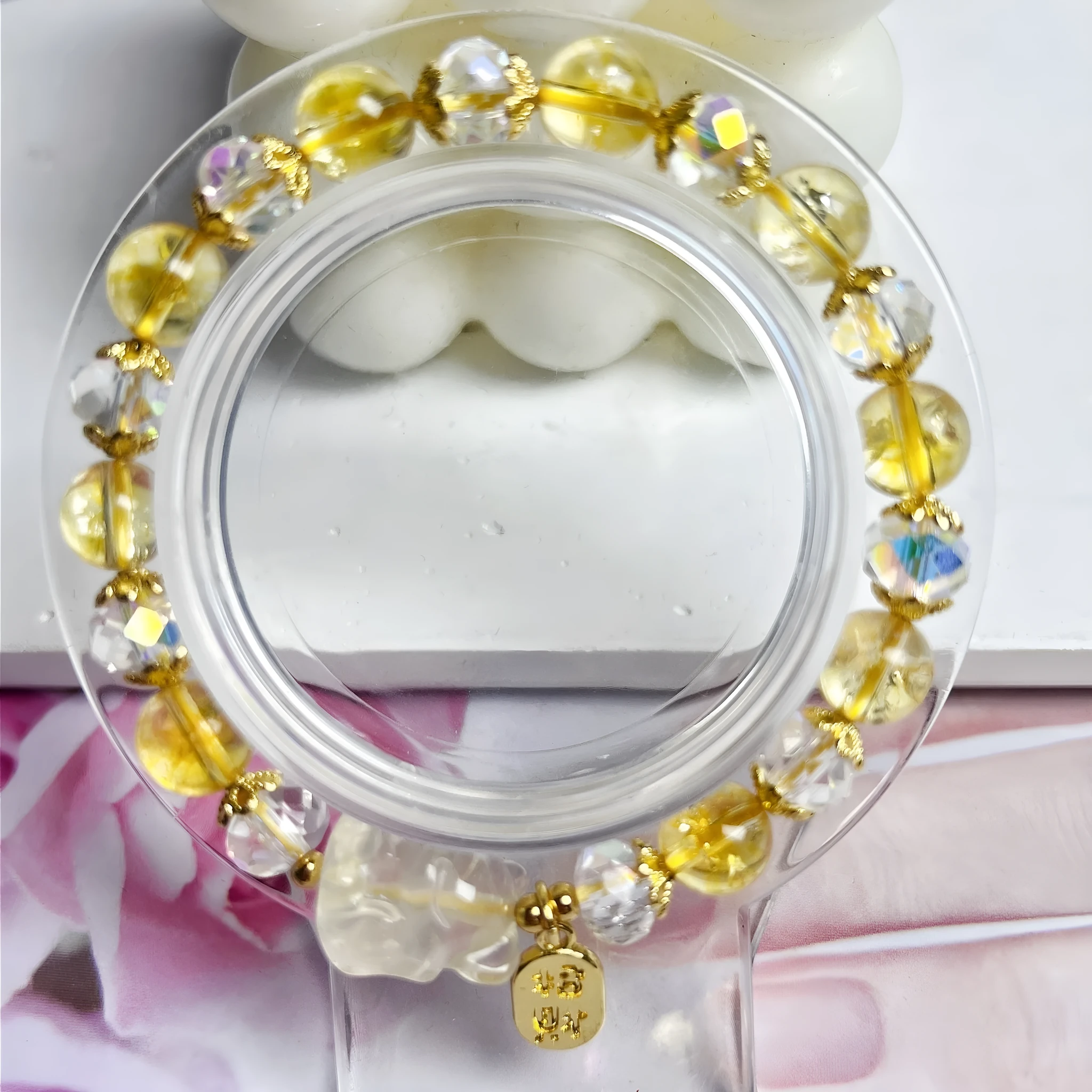 Natural citrine bracelet with nine-tail fox design for women