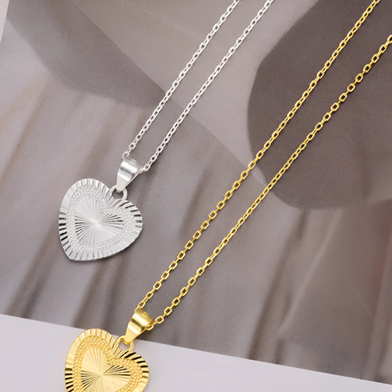 925 sterling silver simple gold-plated necklace on white background, available in gold and silver colours