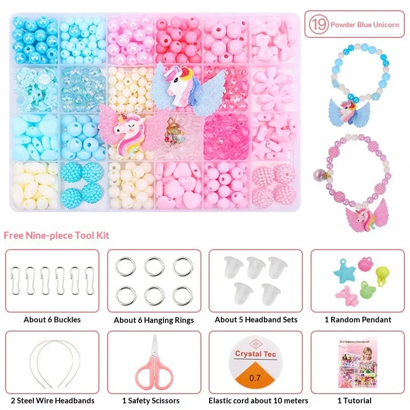 Children's acrylic bead puzzle toy set in 24-grid storage box multi-colour beads