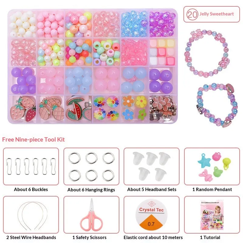 Children's acrylic bead puzzle toy set in 24-grid storage box multi-colour beads