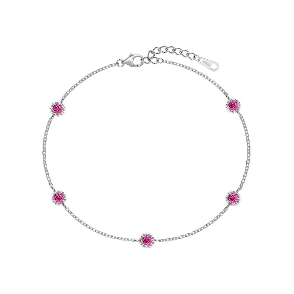 925 sterling silver bracelet with round opal stones in Japanese Korean geometric style for women