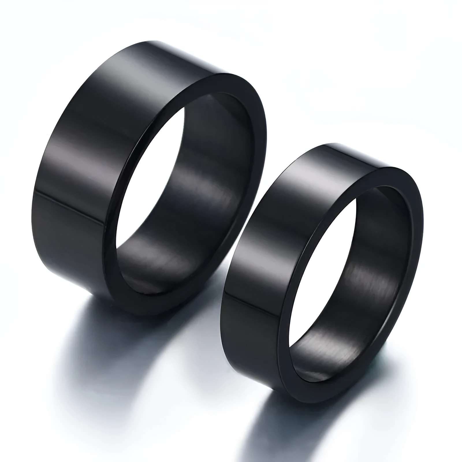 Titanium steel geometric minimalist couple rings in sizes 6 to 12 for men and women