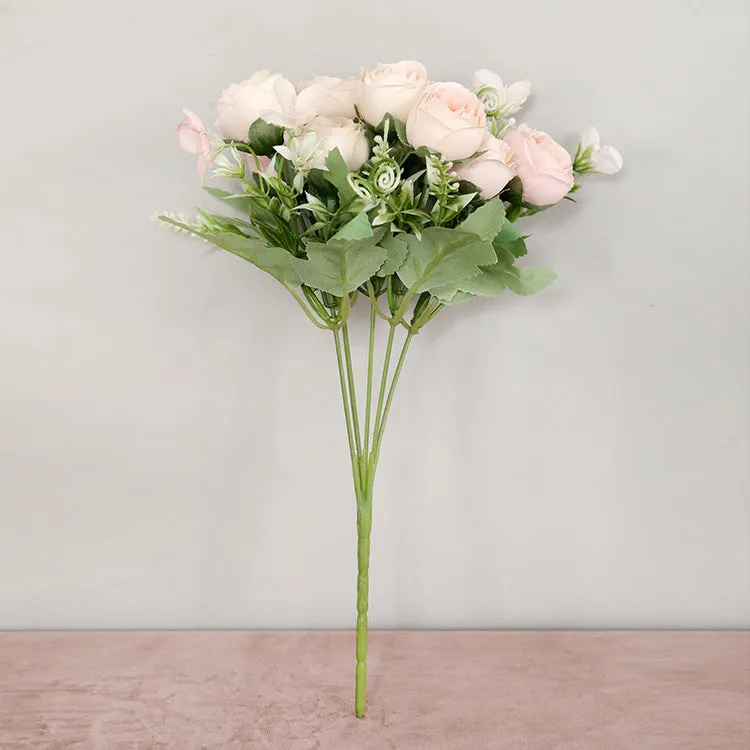 Artificial wedding roses with 5 prongs and 10 blooms, 30cm pruning length, available in purple