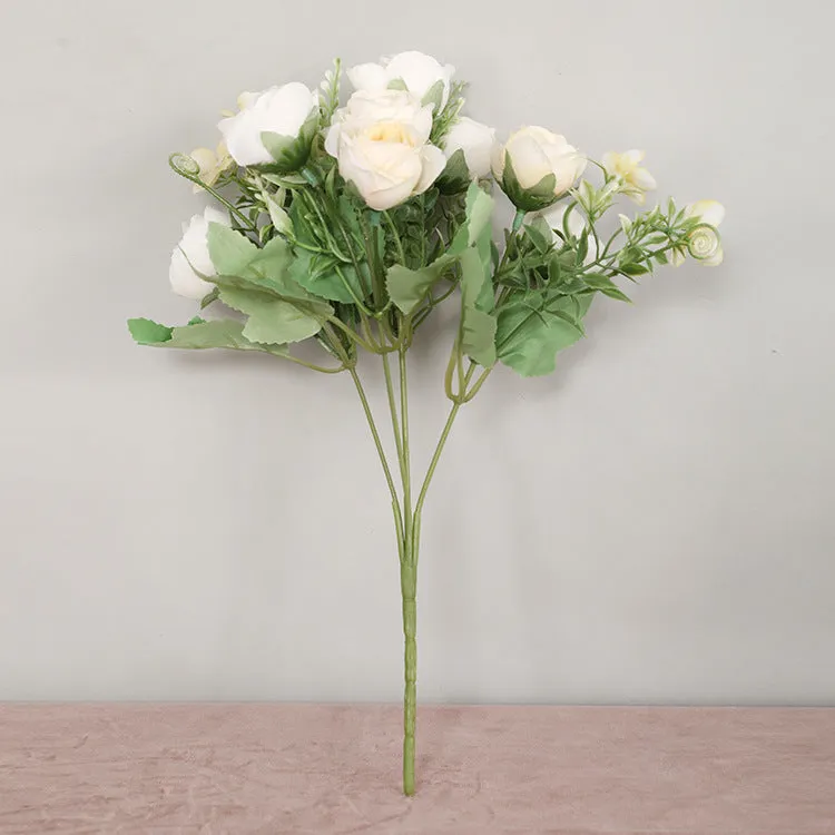 Artificial wedding roses with 5 prongs and 10 blooms, 30cm pruning length, available in purple