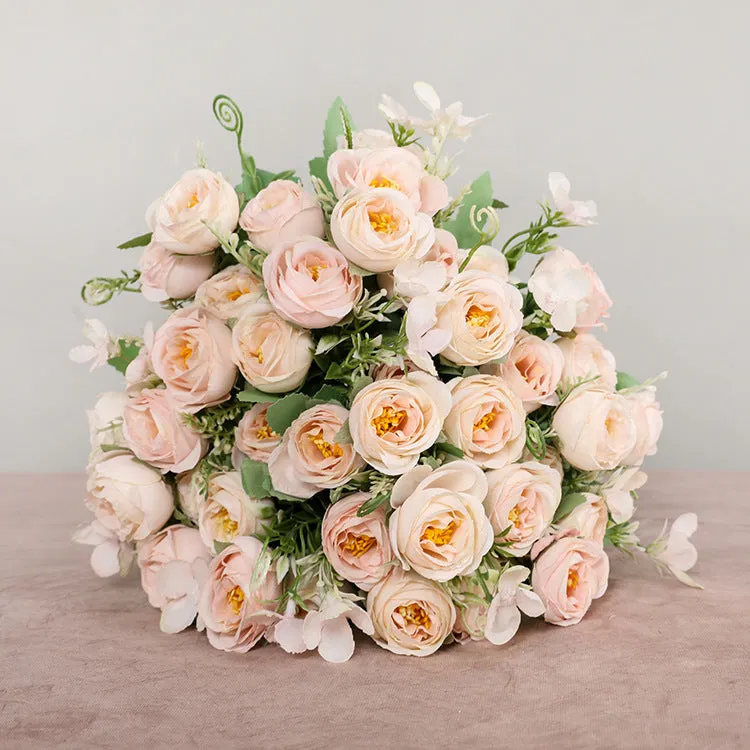 Artificial wedding roses with 5 prongs and 10 blooms, 30cm pruning length, available in purple