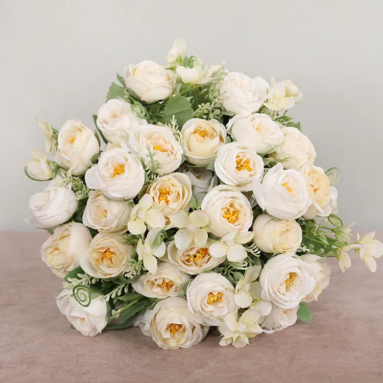 Artificial wedding roses with 5 prongs and 10 blooms, 30cm pruning length, available in purple