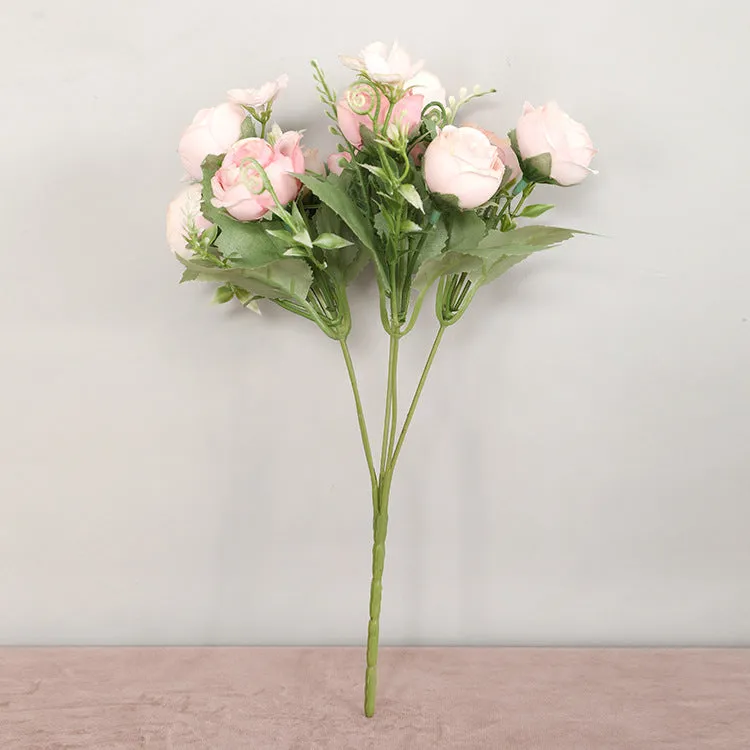 Artificial wedding roses with 5 prongs and 10 blooms, 30cm pruning length, available in purple
